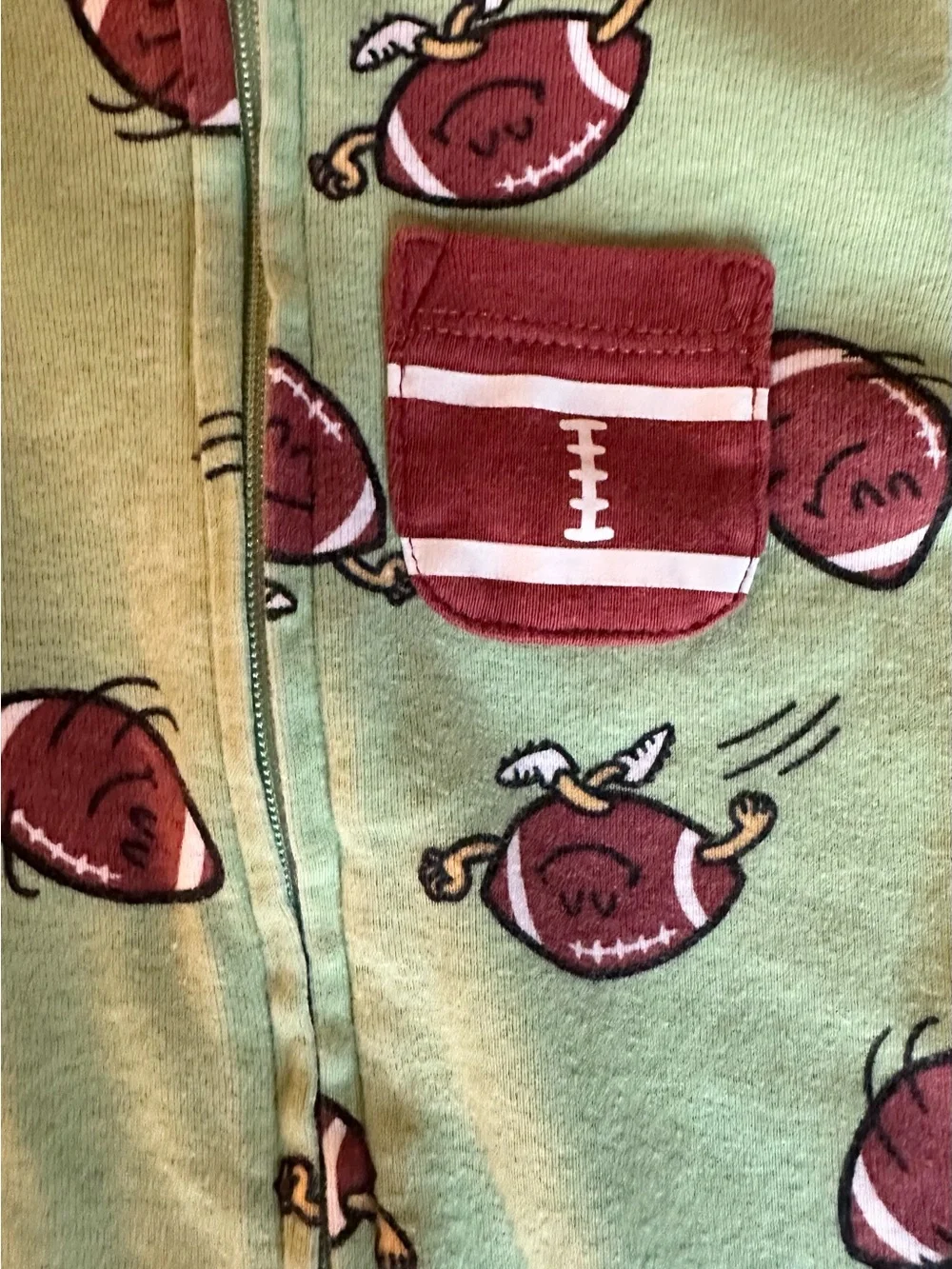 Old Navy Green Football Print Footed One-Piece